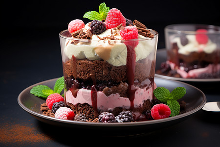 巧克力莓果蛋糕背景图片