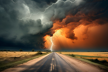 狂风暴雨中的道路图片