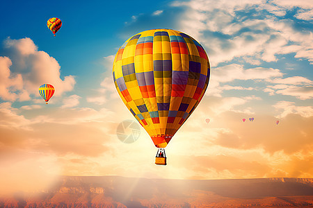 山顶热气球背景图片
