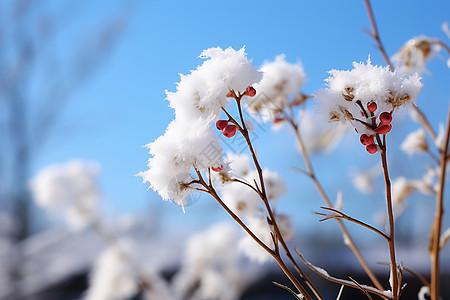 被雪覆盖的植物背景图片