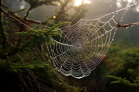森林里的蛛网图片