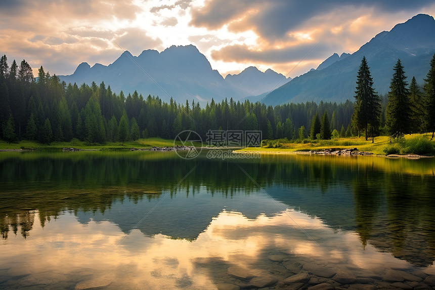 湖山云影的美丽景观图片