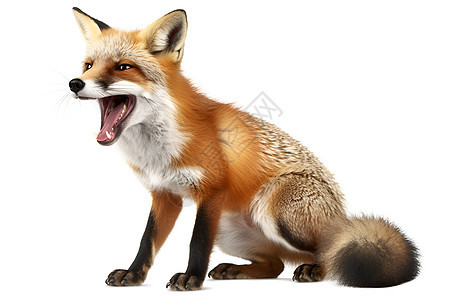 一只红狐狸在白色背景上图片