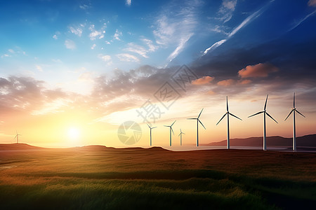 新能源发电的风力涡轮机图片