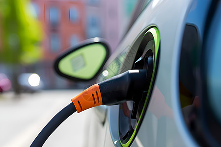 新能源汽车制造充电中的电动汽车背景