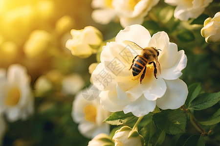 小蜜蜂与花儿共舞图片