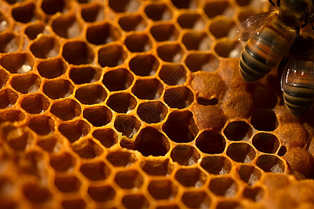 蜂巢上的小蜜蜂图片