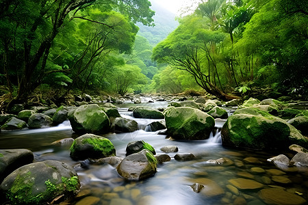 无尽夏夏日公园里的小溪背景