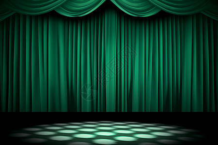 舞台上的绿色幕布图片