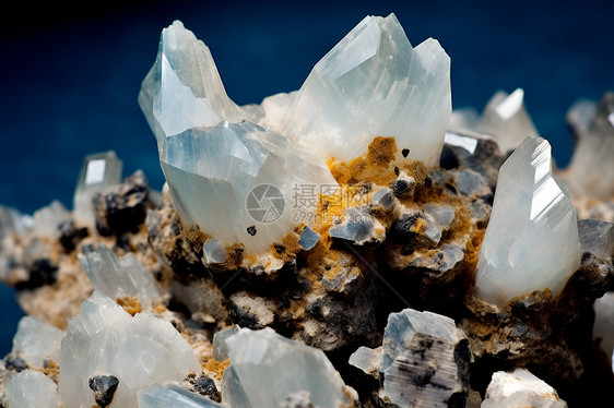 自然生长的岩石水晶图片