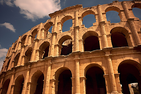 古代文化的古罗马建筑遗址背景图片