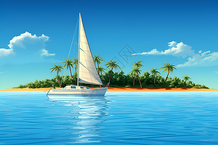 夏季热带度假海岛的美丽景观背景图片