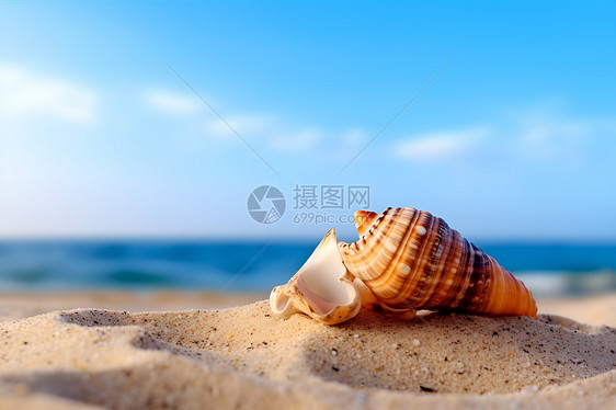 夏季海滩上的贝壳图片