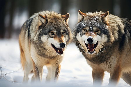 冰雪世界的狼背景图片