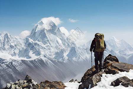 登山胜利的男人高清图片