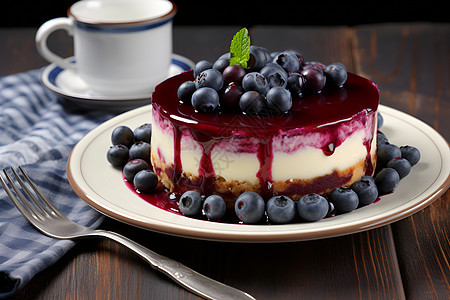 清爽美味蓝莓蛋糕图片