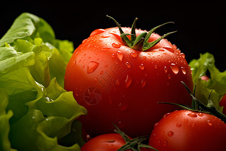 新鲜番茄和生菜图片