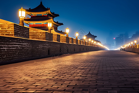 西安城墙美景图片