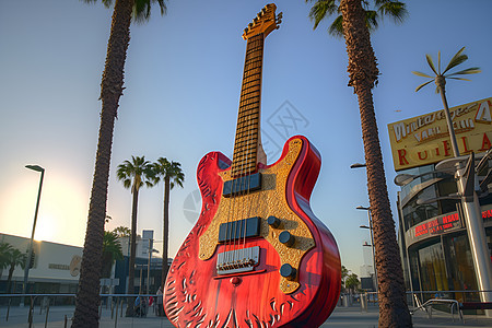 一个吉他雕像背景图片