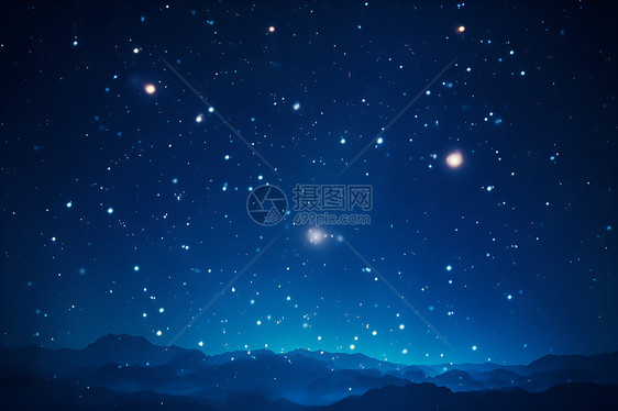 星空与山脉的夜晚图片