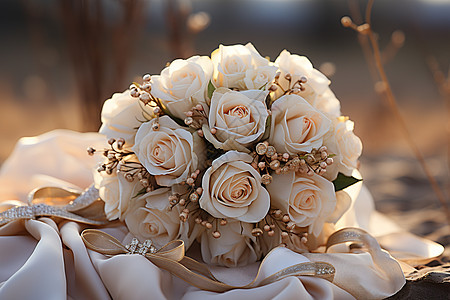 白色玫瑰手捧花图片