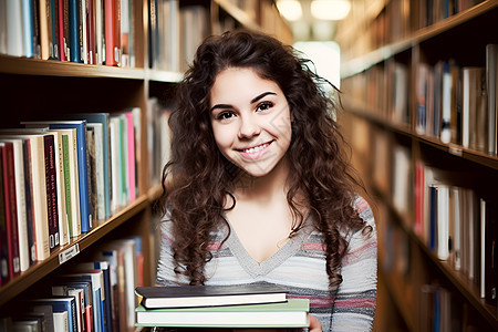 图书馆的大学女孩图片