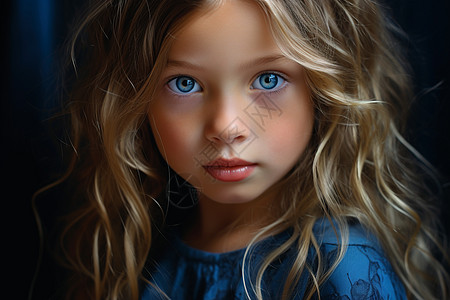 蓝眼金发的小女孩图片