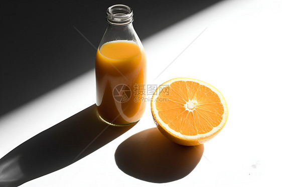 橙汁和橙子的影子图片