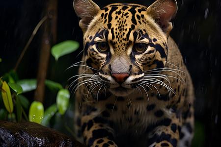 丛林中凶猛的豹猫背景图片