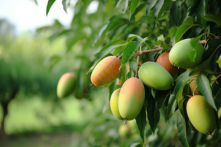 硕果累累的芒果种植果园图片