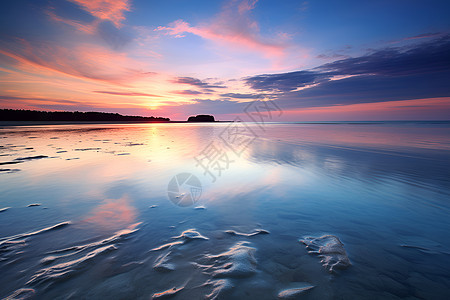 黄昏时的海洋风景背景图片
