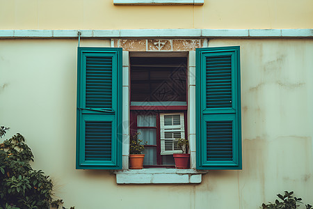 房屋绿色的门窗图片