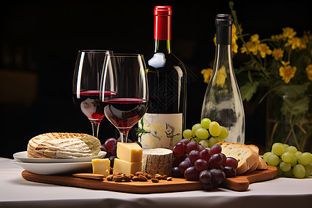 桌子上的美味葡萄酒图片