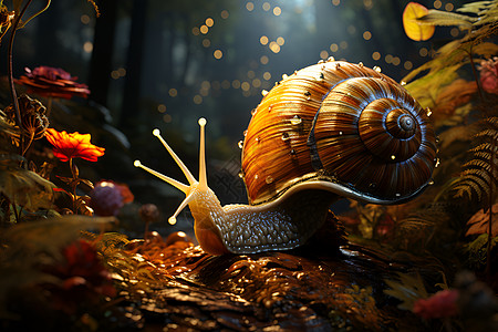 缓慢野生的蜗牛设计图片