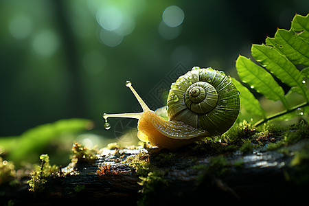 蜗牛壳缓慢爬行的蜗牛背景