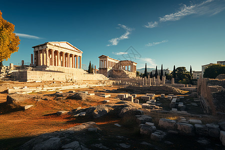 古文明的雅典废墟建筑图片