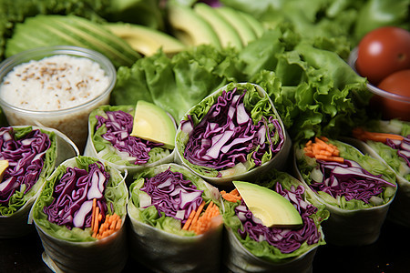 健康饮食的蔬菜卷饼图片