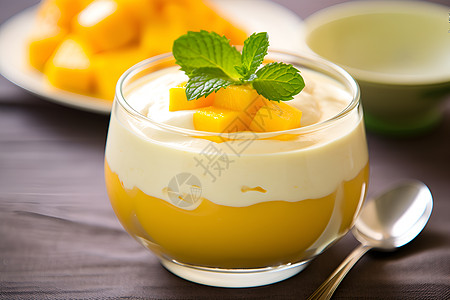 美味可口的芒果布丁高清图片