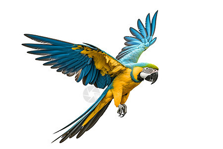 翱翔的蓝黄鹦鹉图片