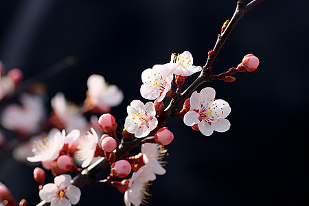 春季花园中绽放的樱花花朵图片