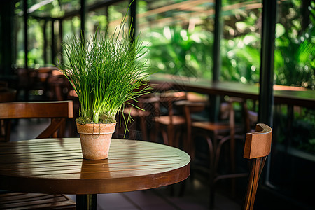 木质桌椅的咖啡厅背景图片