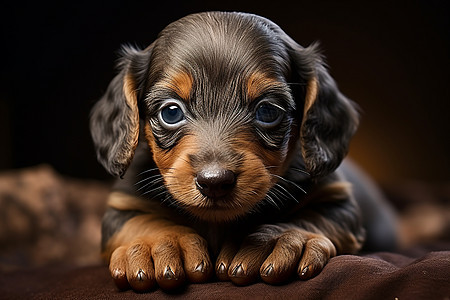 乖巧可爱的腊肠犬幼崽背景图片