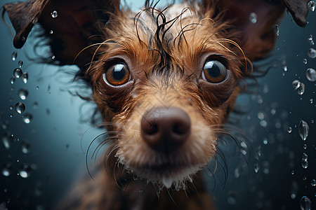 下雨天的宠物狗狗背景图片