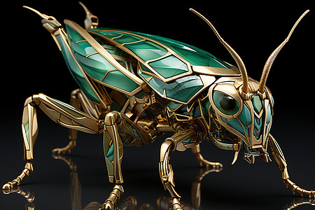 3D创意艺术的金属螳螂设计图片