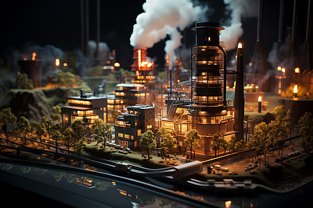 工业现代化未来城市的工业发展插画