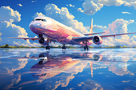 飞机跑道上的民航客机背景图片