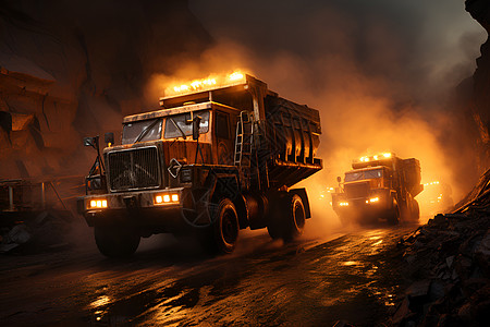 浓烟滚滚的煤矿矿区图片