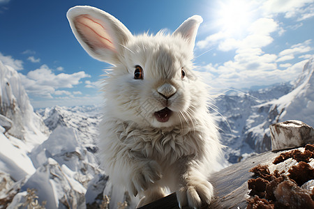 雪地中可爱的兔子图片