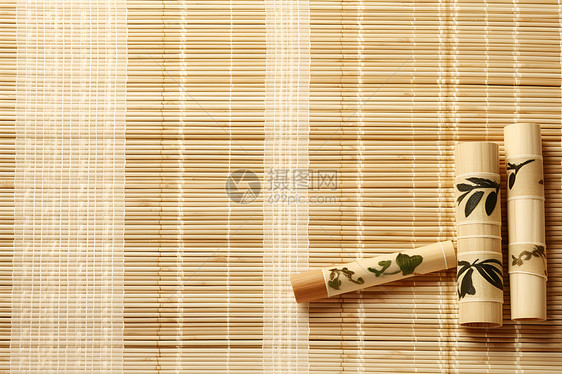 古朴复古的竹卷垫图片