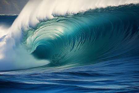 蔚蓝的大海浪花翻滚的海洋背景